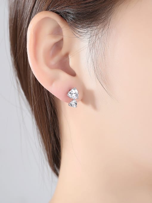 BLING SU AAA zircon inlaid simple fashion style heart-shaped Earrings 1