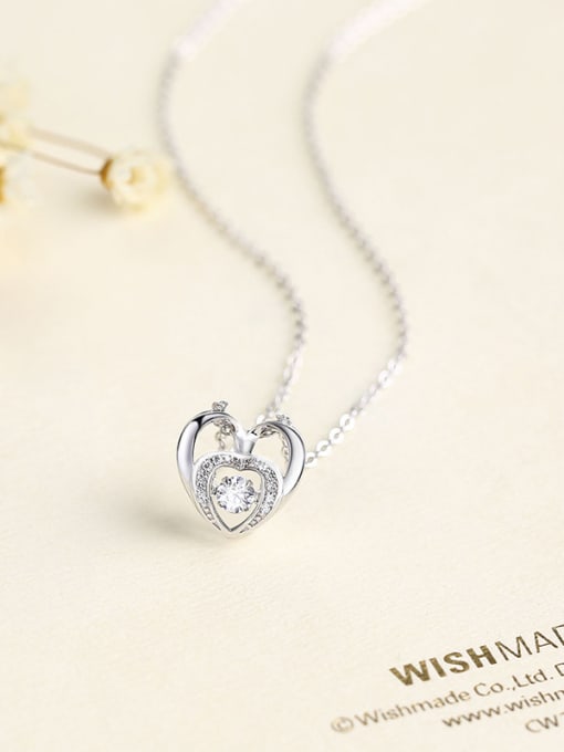 One Silver Double Heart-shaped Necklace 3