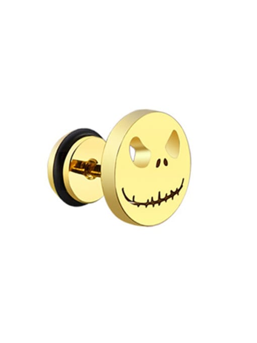 Golden Stainless Steel With Black Gun Plated Personality Skull Clip On Earrings