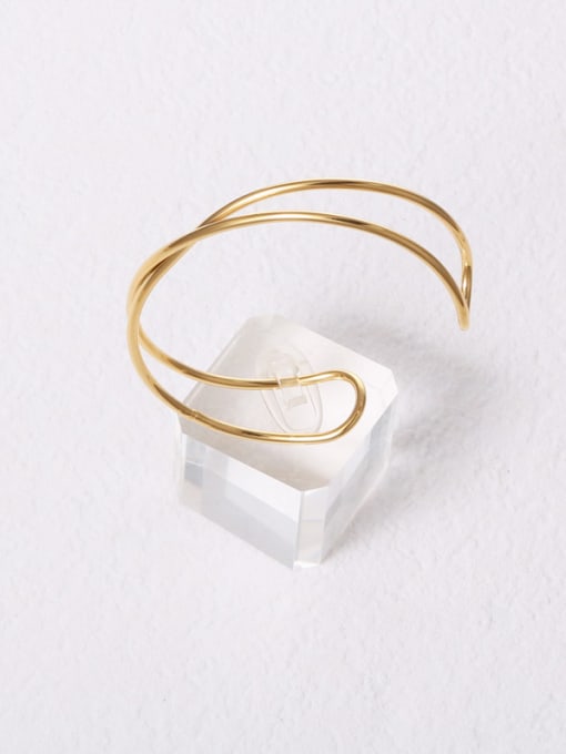 GROSE Titanium With Gold Plated Simplistic  Hollow Geometric Free Size Bangles 3
