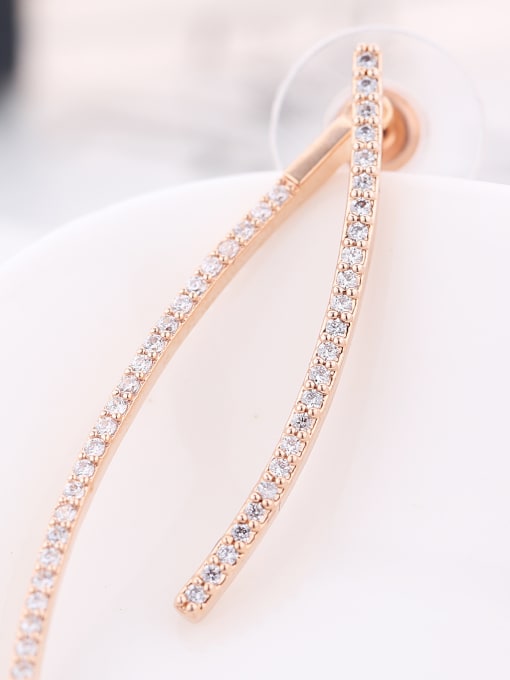Wei Jia Simple Rose Gold Plated Cubic Zirconias Copper Stud Earrings 1