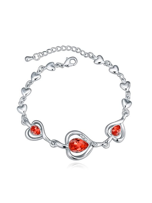 QIANZI Exquisite Water Drop austrian Crystals  Heart Alloy Bracelet