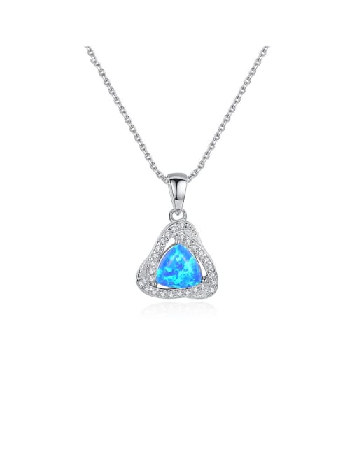 CCUI 925 Sterling Silver With White Gold Plated Simplistic Triangle Necklaces