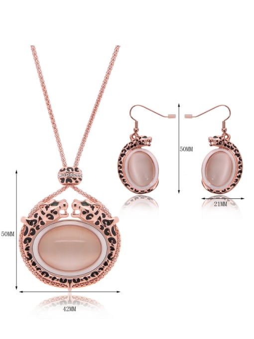 BESTIE Alloy Rose Gold Plated Fashion Artificial Stones Leopard Two Pieces Jewelry Set 3
