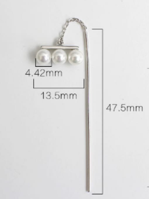 DAKA Fashion White Artificial Pearls Silver Line Earrings 2