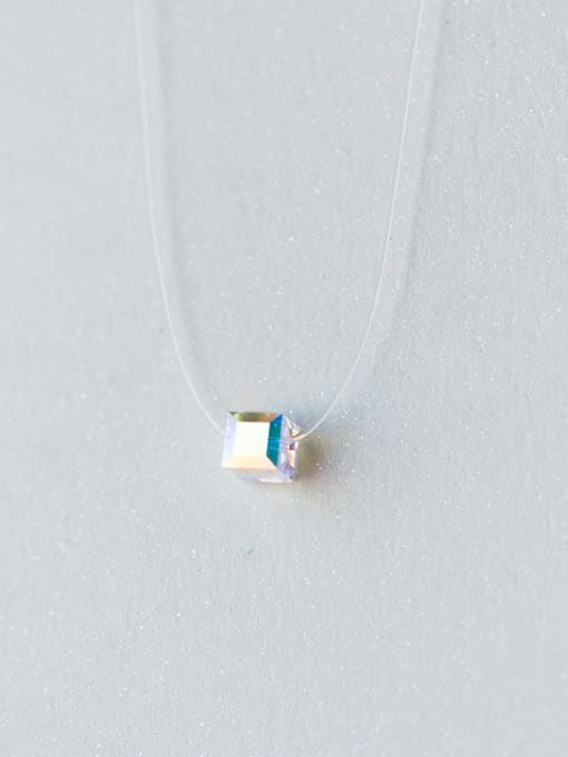 colorful Temperament Multi-color Square Shaped Zircon S925 Silver Necklace