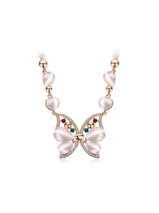 Ronaldo Women Elegant Butterfly Shaped Opal Necklace 0