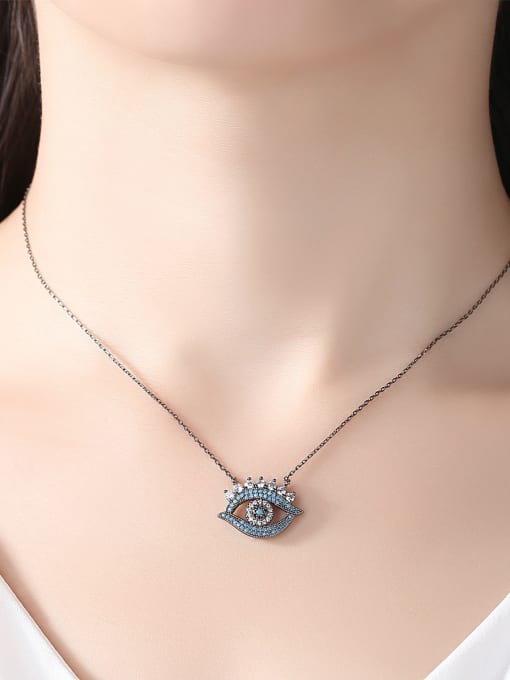 BLING SU Copper With Gun Plated Exaggerated Evil Eye Necklaces 1