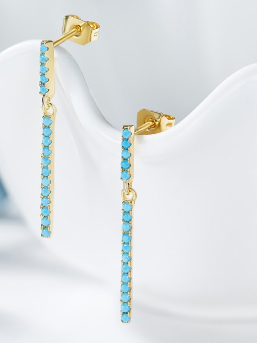 CEIDAI Simple Tiny Cubic Turquoise Stones Stud Earrings 1
