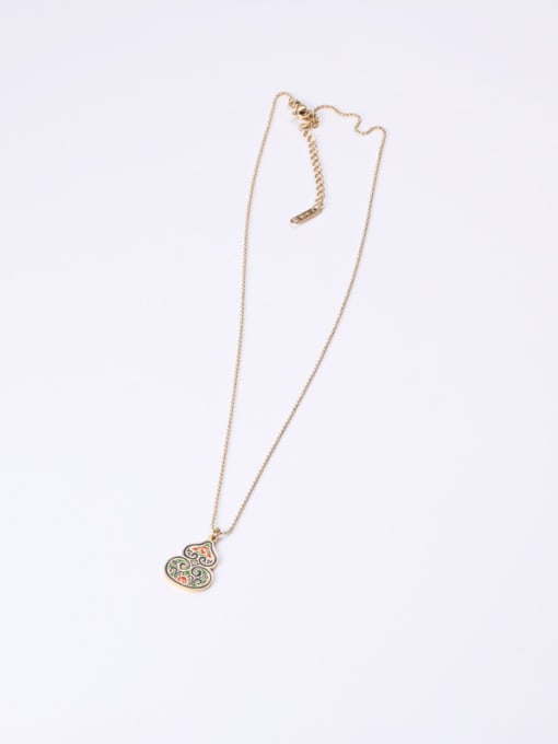 GROSE Titanium With Gold Plated Cute Green Gourd  Necklaces 2