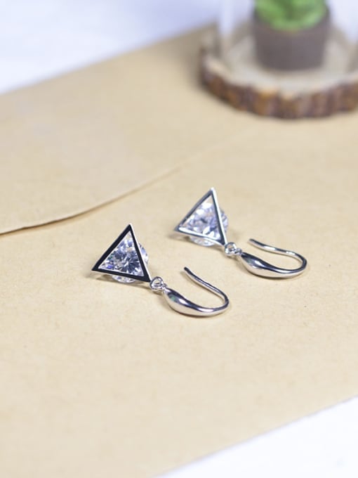 Peng Yuan Simple Geometrical Cubic Zircon 925 Silver Earrings 2