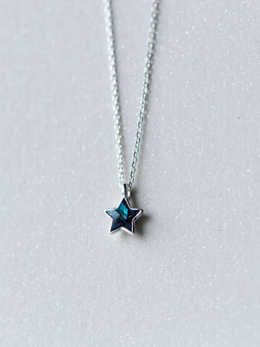 Rosh All-match Blue Star Shaped Zircon S925 Silver Necklace 0
