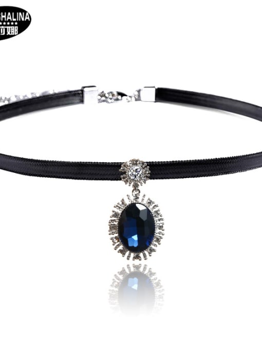 X196 Elliptical Blue Stainless Steel With Fashion Animal Necklaces