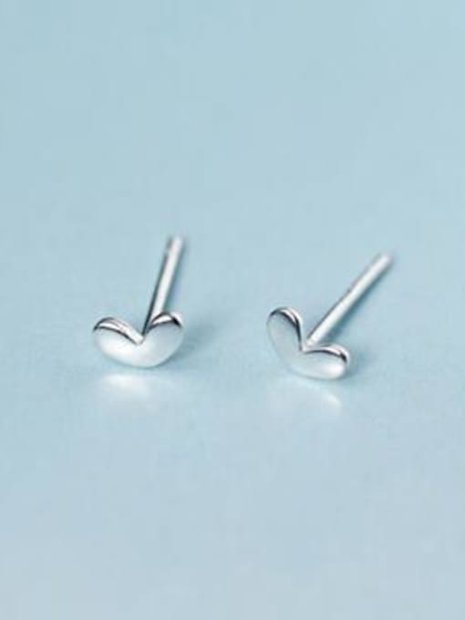 Rosh Lovely Heart Shaped S925 Silver Glossy Stud Earrings 0