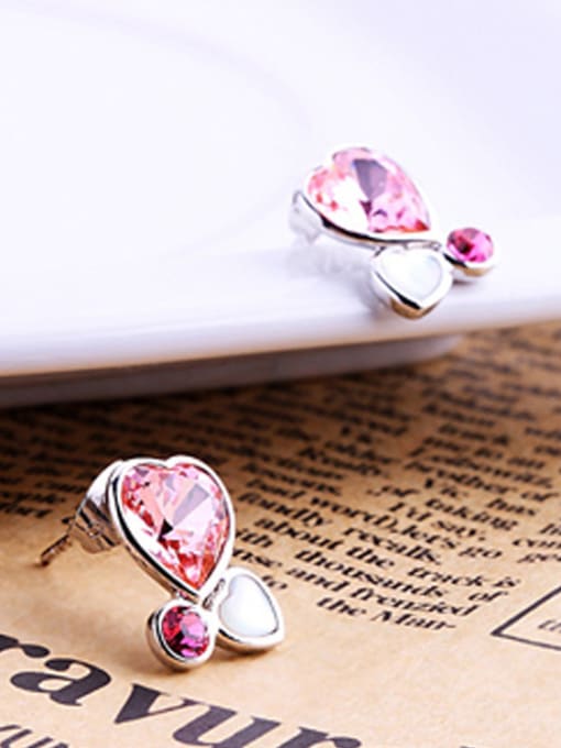 Pink Lovely Heart-shaped stud Earring
