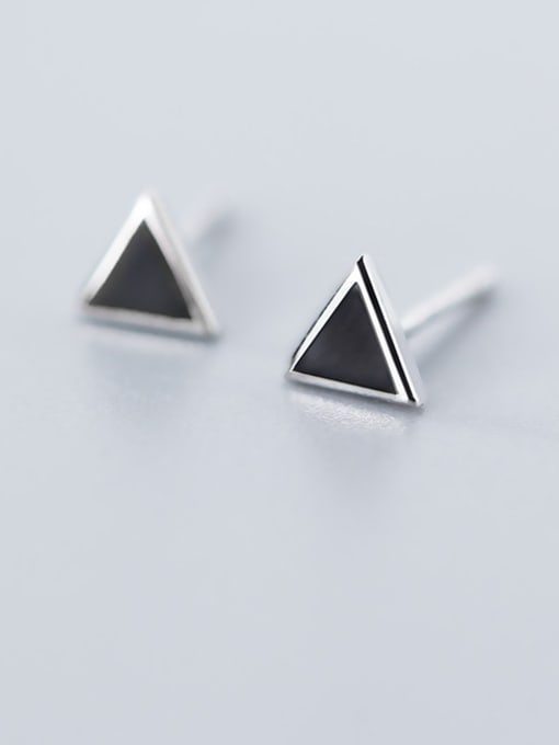 Rosh 925 Sterling Silver With  Enamel Simplistic Triangle Stud Earrings 1