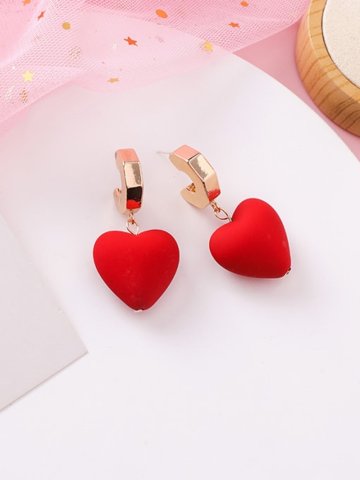 Girlhood Alloy With Rose Gold Plated Simplistic Plush Heart Drop Earrings 1