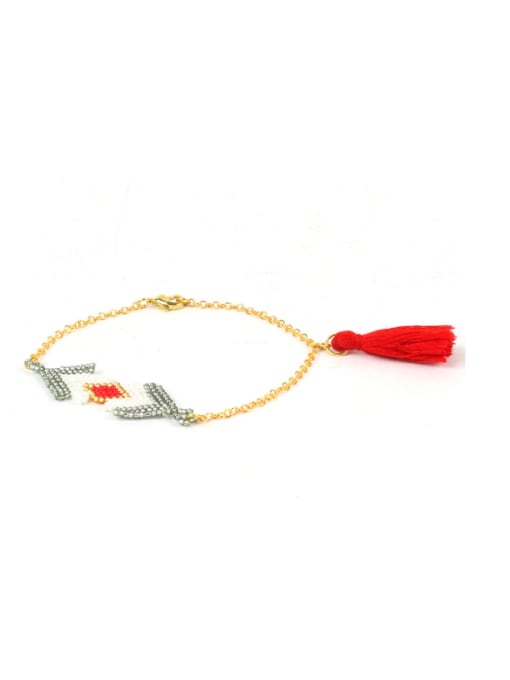 HB544-G Retro Style Colorful Glass Beads Handmade Bracelet