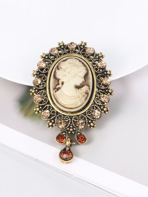 gold Copper With Gold Plated Vintage Beauty Woman  Brooches