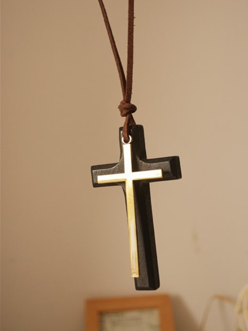 Dandelion Unisex Wooden Cross Shaped Necklace 1