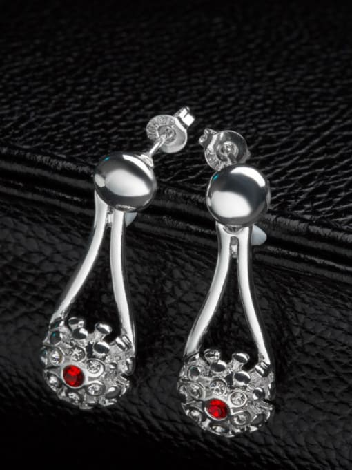 Silvery Delicate Silver Plated Rhinestone Stud Earrings
