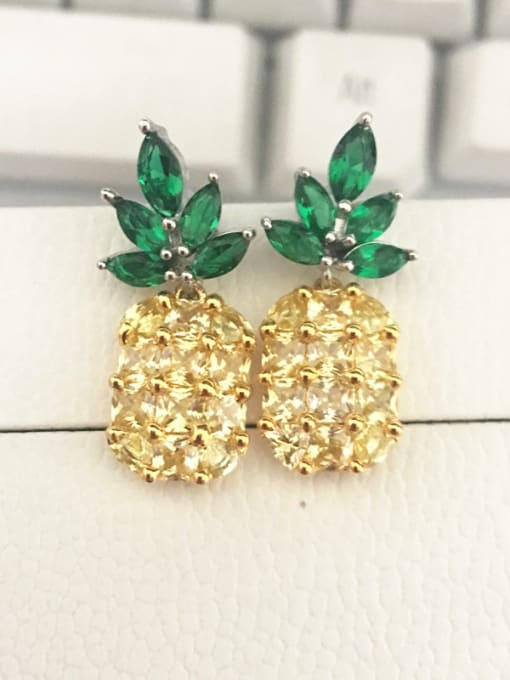 White Gold Creative Pineapple Shaped Zircon Stud Earrings