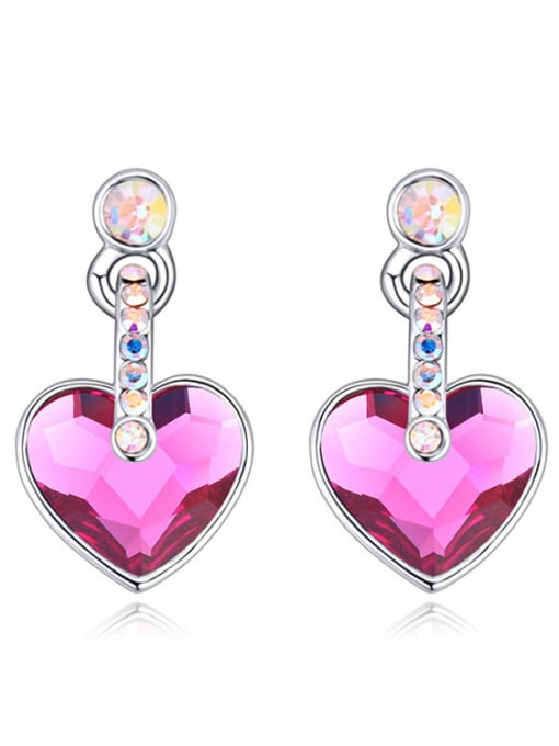 QIANZI Fashion Heart shaped austrian Crystal Alloy Stud Earrings 2