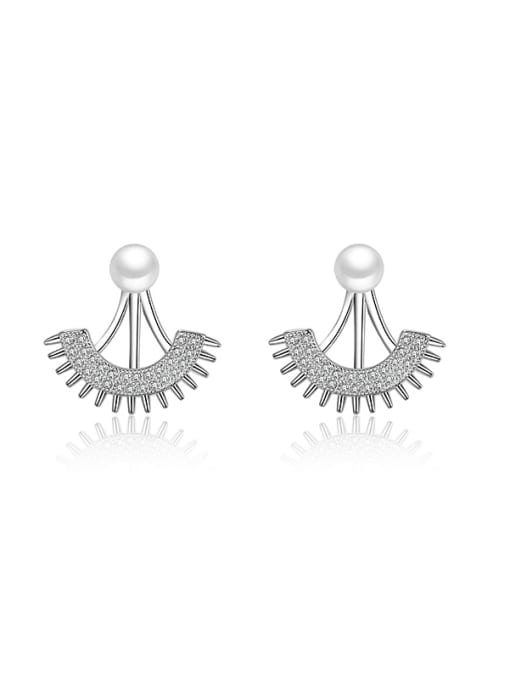 AI Fei Er Personalized Imitation Pearl Tiny Zirconias Stud Earrings 0