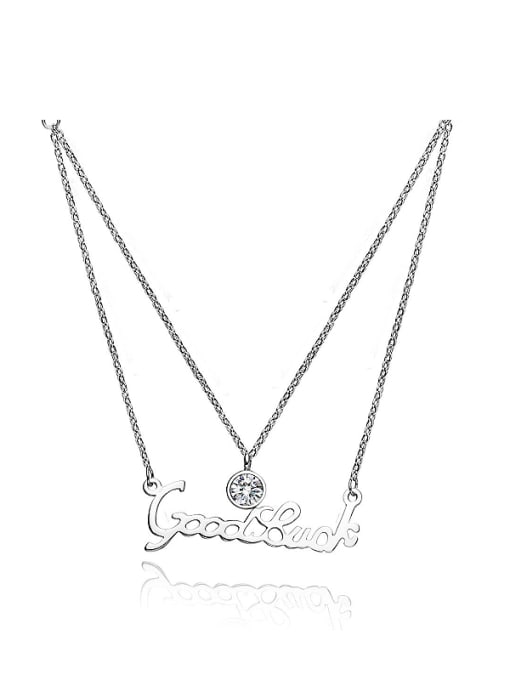 One Silver Monogrammed Zircon Necklace