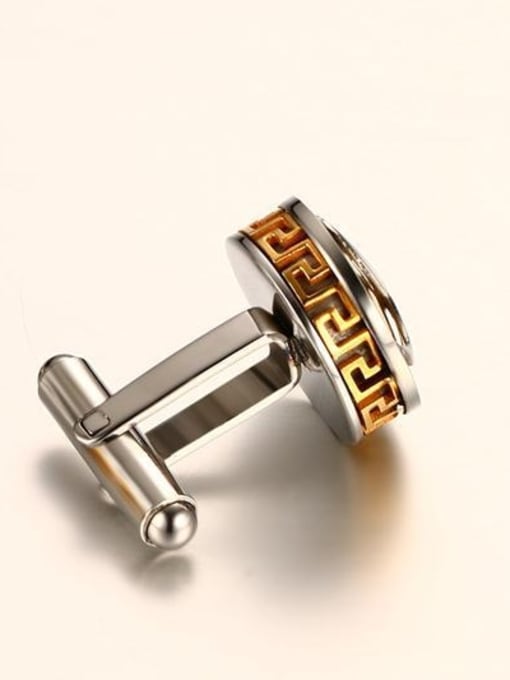 CONG Fashionable Gold Plated Geometric Shaped Stainless Steel Cufflinks 1