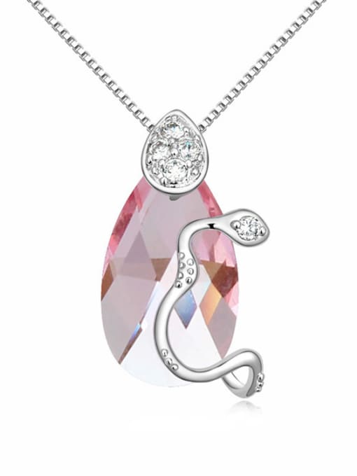 pink Fashion Water Drop austrian Crystal Little Snake Alloy Necklace