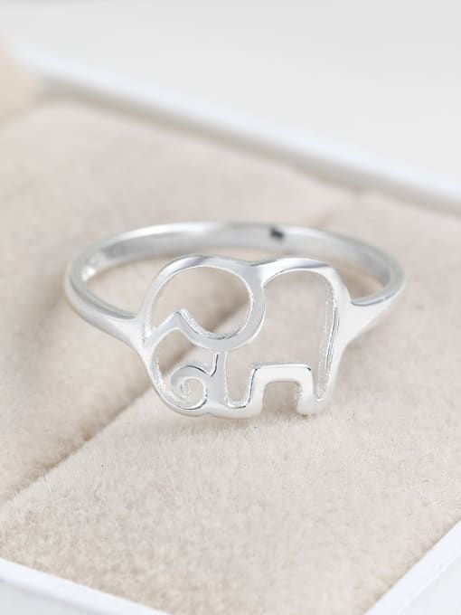 kwan Hollow Lovely Elephants Silver Women Ring 1