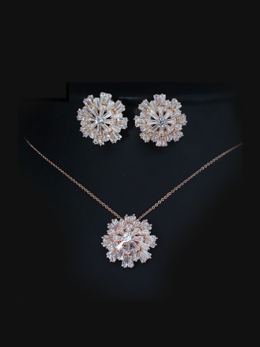 L.WIN Flower Shaped Two Pieces Jewelry Set 0