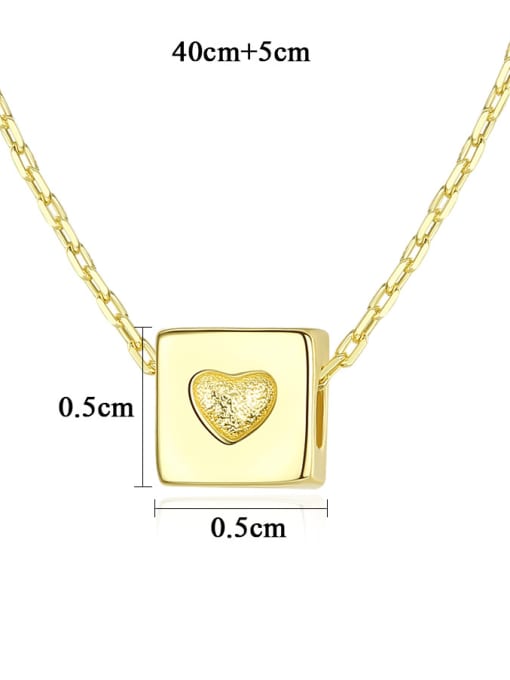 CCUI 925 Sterling Silver With Glossy Simplistic Square heart Necklaces 2