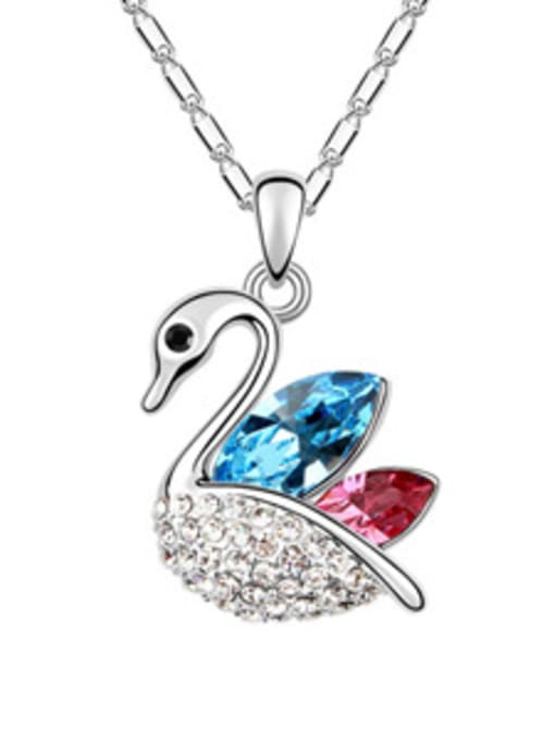 multi-color Fashion Little Swan Shiny austrian Crystals Alloy Necklace
