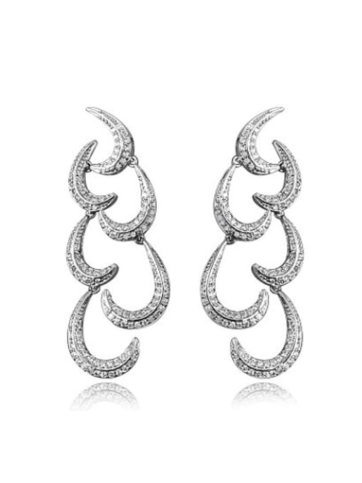 SANTIAGO Luxury Moon Shaped Shining Zircon Drop Earrings 0