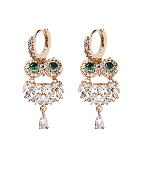 Girlhood Alloy With Gold Plated Cute Owl Drop Earrings 0