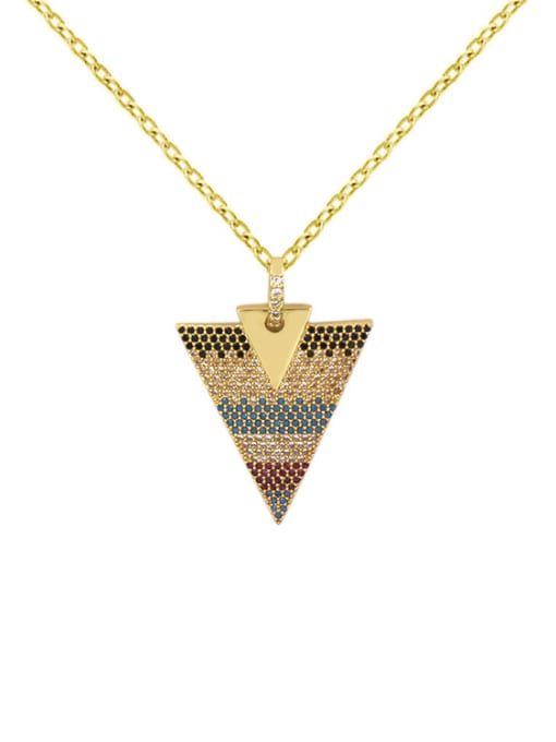 My Model Triangle Shaped Pendant Colorful Zircons Necklace 1