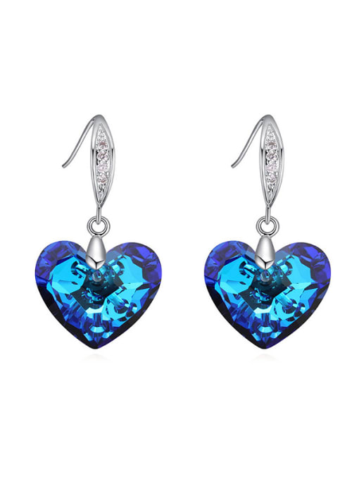 royal blue Fashion Shiny Heart austrian Crystals Alloy Earrings