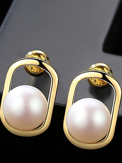 White Sterling silver natural 8-8.5mm pearl earrings
