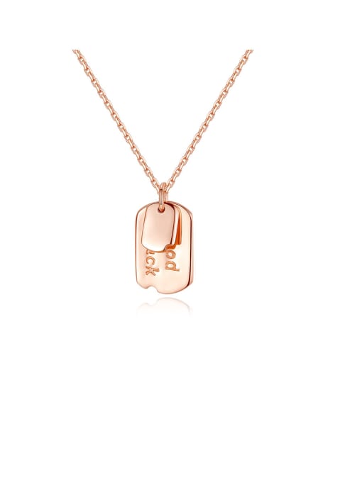 CCUI 925 Sterling Silver With Rose Gold Plated Simplistic Square Necklaces 0