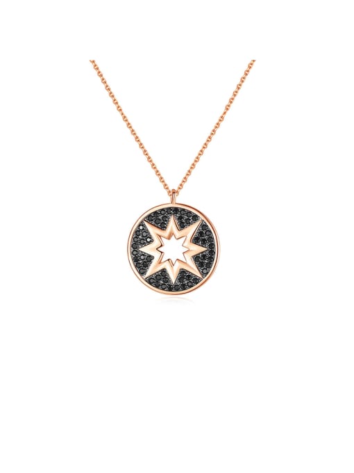 BLING SU Copper With Rose Gold Plated Simplistic Hollow Star Necklaces 0