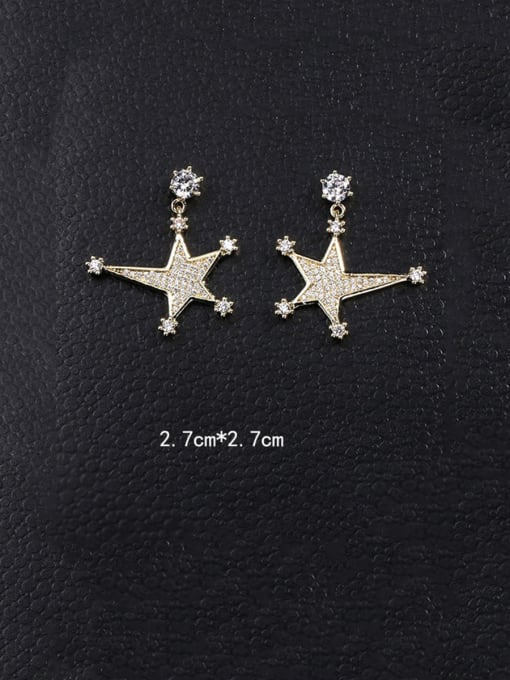 Mo Hai Copper With Cubic Zirconia Luxury Star Stud Earrings 2
