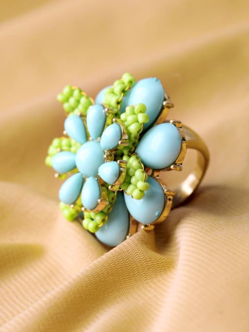 Green Beautiful Flower Shaped Alloy Ring