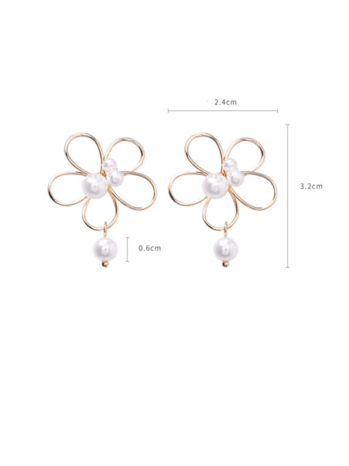 Girlhood Alloy With Gold Plated Simplistic Flower Stud Earrings 3
