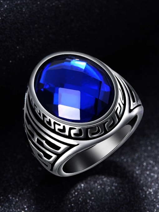 10# Blue Oval Shaped Acrylic Titanium Ring