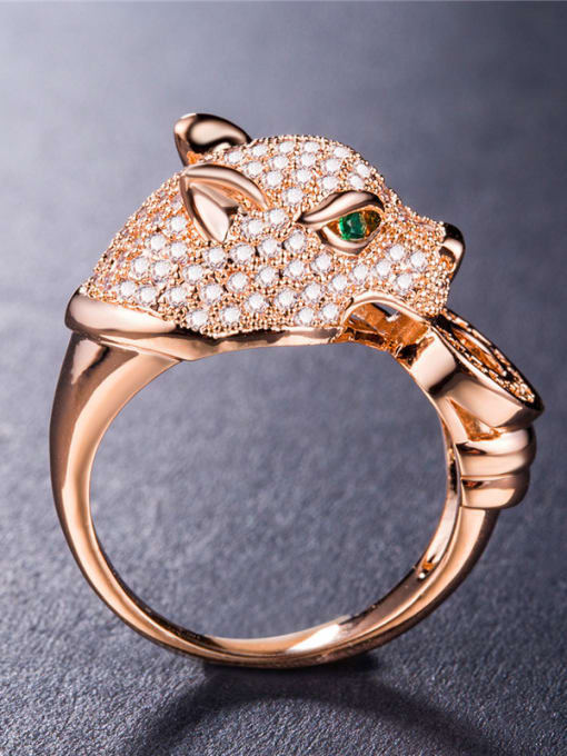 Rose Gold Copper With White Gold Plated Personality leopard Statement Rings