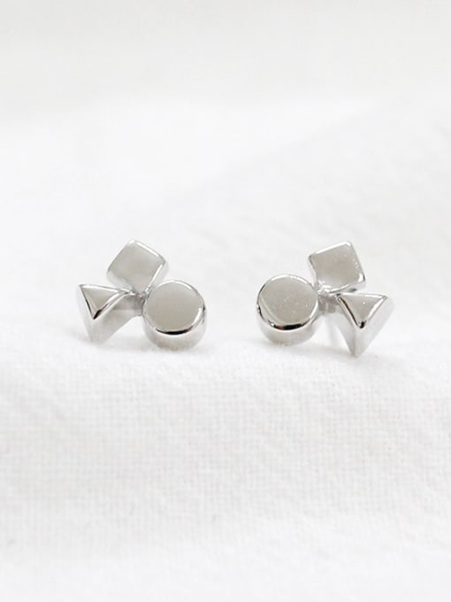 DAKA Simple Tiny Geometric Shapes Stack Silver Stud Earrings 0