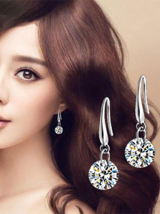 Qing Xing Long Fringed Crystal Zircon hook earring 1
