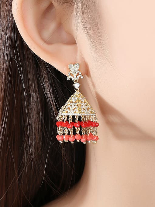 BLING SU Copper With Gold Plated Luxury Irregular Chandelier Earrings 1